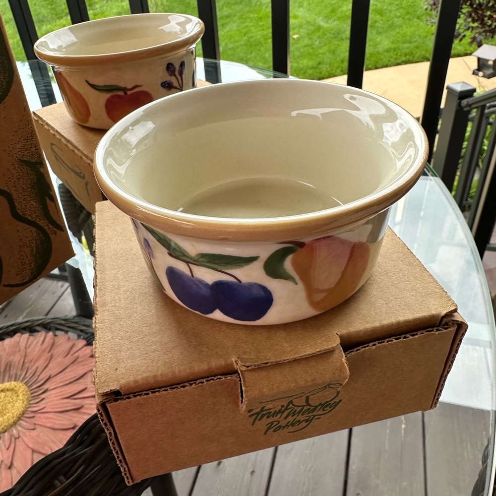 Set of two Longaberger Fruit Medley Pottery Ramekins